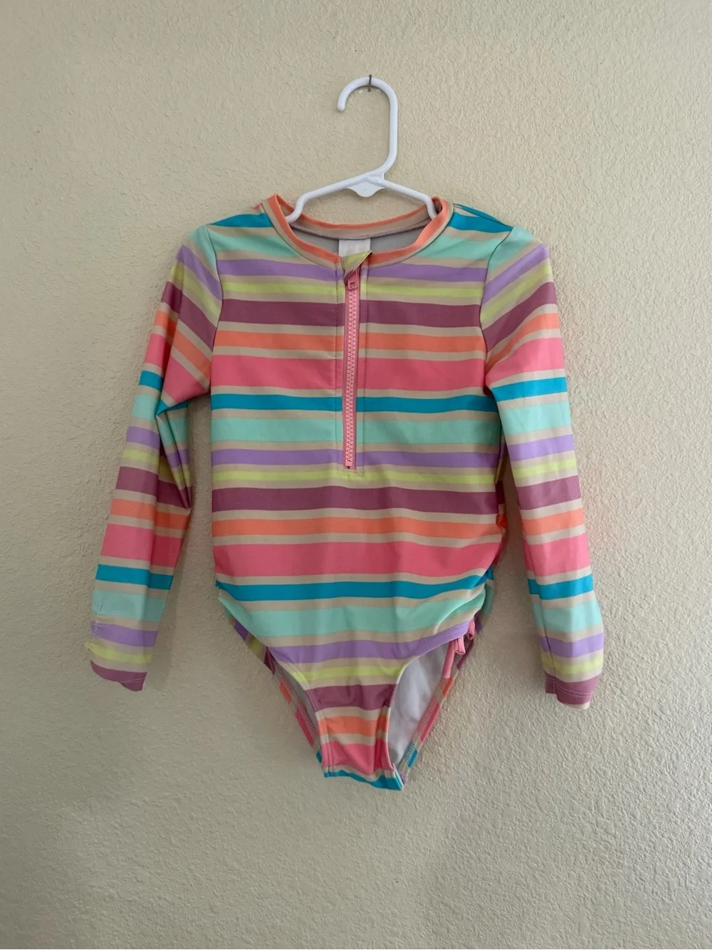 Cat & Jack Pastel Rainbow Striped Rash Guard